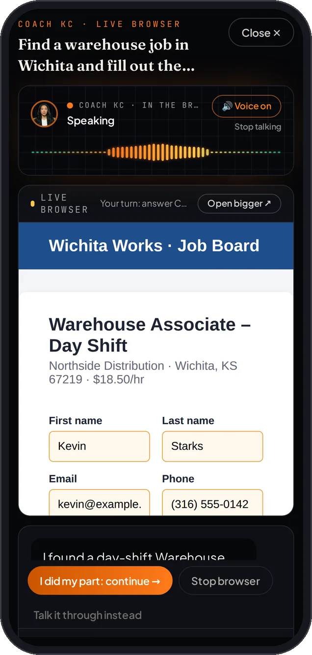 It fills out the application